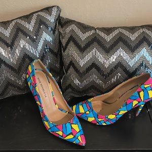 Shoe Republic LA multicolor beaded texture heels 8.5